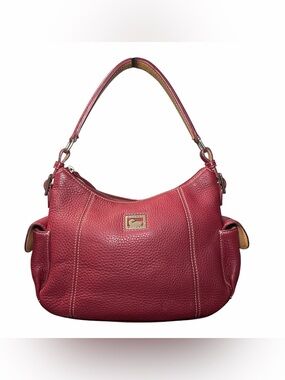 Dooney & Bourke Deep Red Pebbled Leather Hobo Shoulder Bag